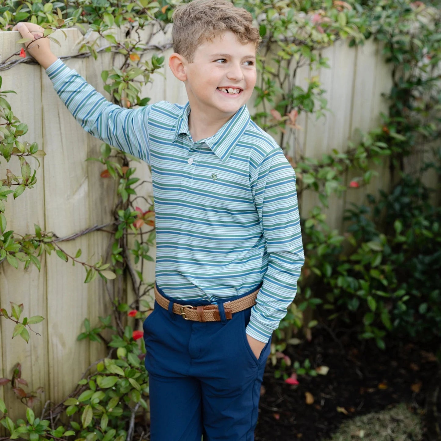 Bailey Boys Long Sleeve Performance Polo - Forest