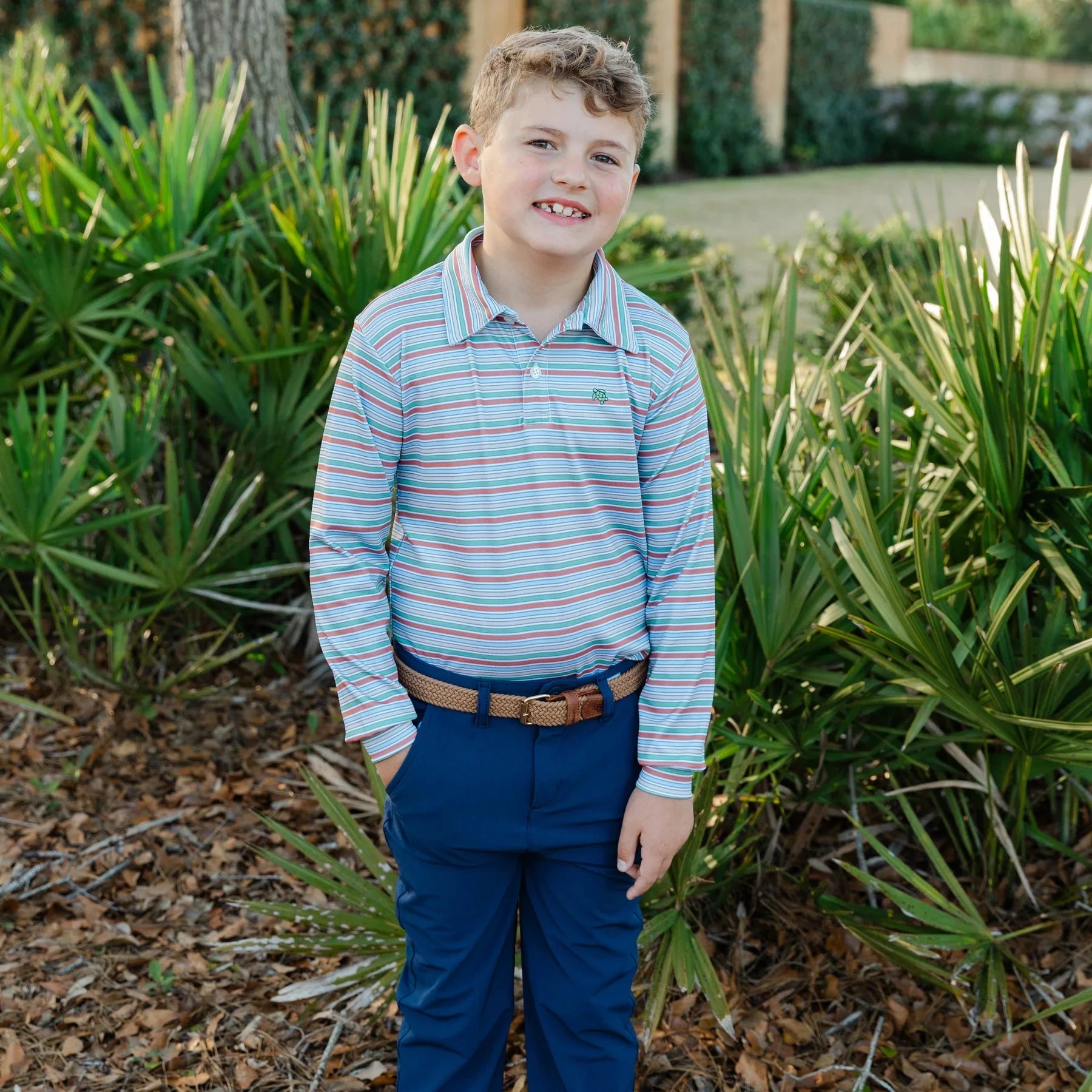 Bailey Boys Long Sleeve Performance Polo - Hazel