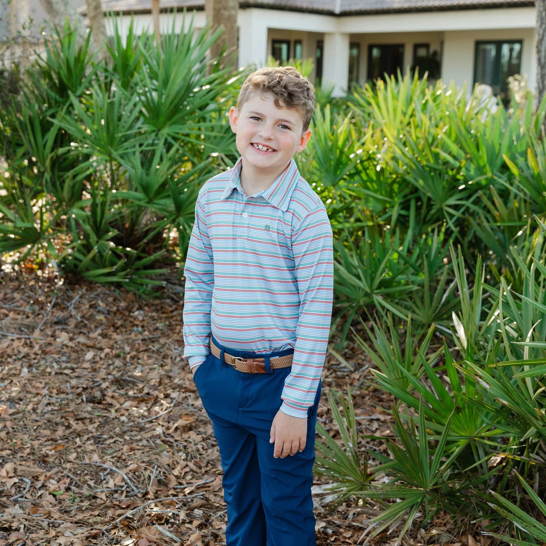 Bailey Boys Long Sleeve Performance Polo - Hazel