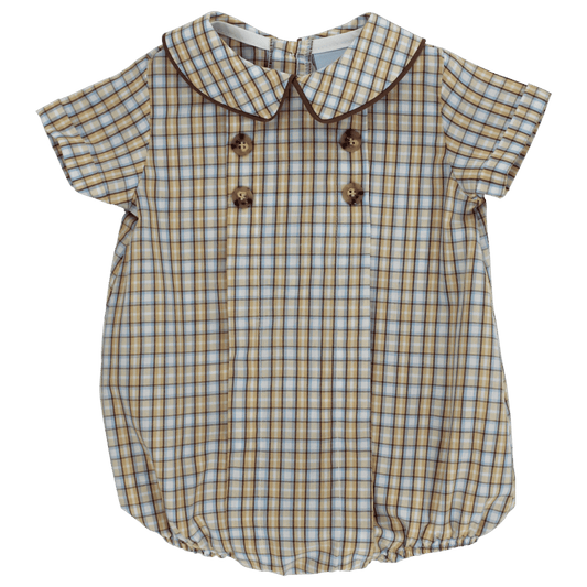 Bailey Boys Infant Boy Pecan Plaid / 3 Mo Bailey Boys Pecan Plaid with Bison Dressy Bubble