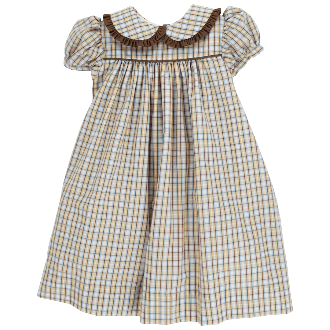Bailey Boys Girls Dresses Pecan Plaid / 12 Mo Bailey Boys Pecan Plaid with Bison Float