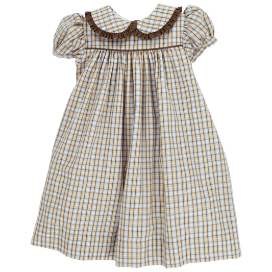 Bailey Boys Girls Dresses Pecan Plaid / 12 Mo Bailey Boys Pecan Plaid with Bison Float