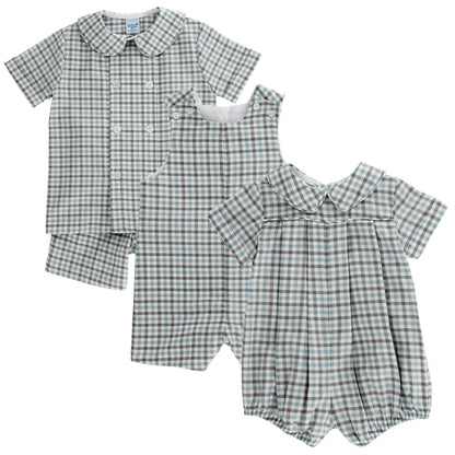 Bailey Boys Pigeon Plaid John John with Tabs