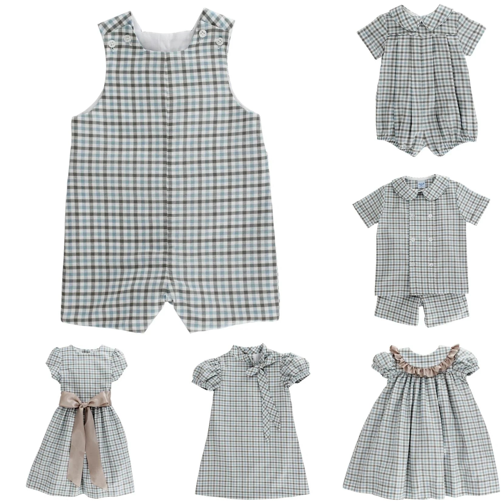 Bailey Boys Pigeon Plaid John John with Tabs