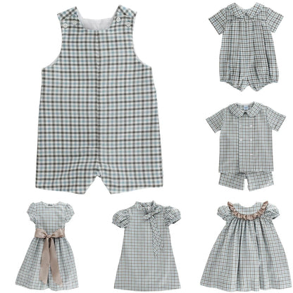 Bailey Boys Pigeon Plaid John John with Tabs