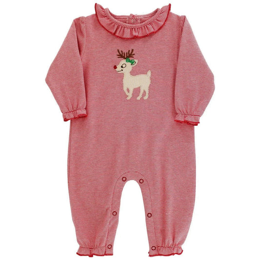 Bailey Boys Red / 3 Mo Bailey Boys Reindeer Games Girls Knit Romper
