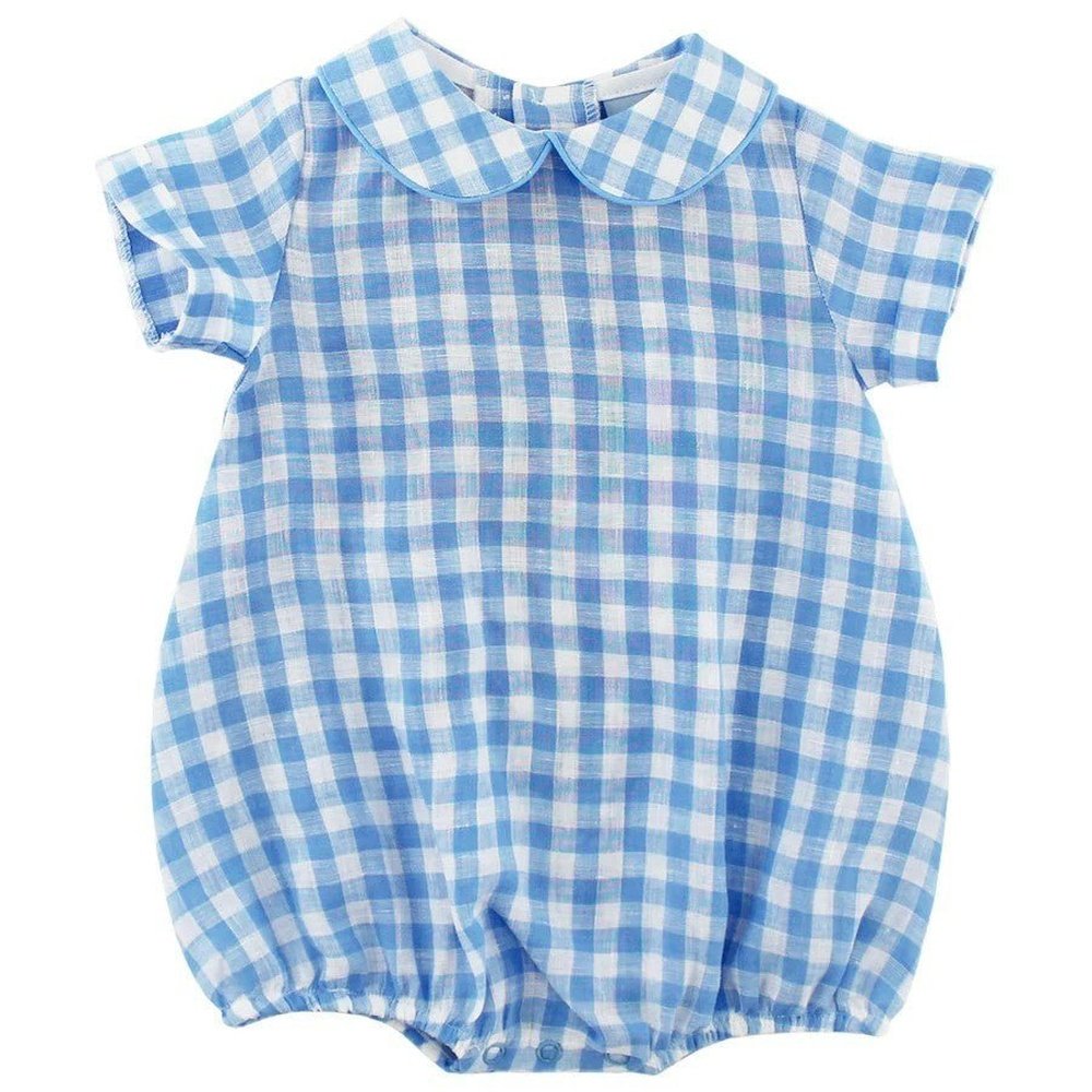 Bailey Boys Sky Linen Gingham Dressy Bubble