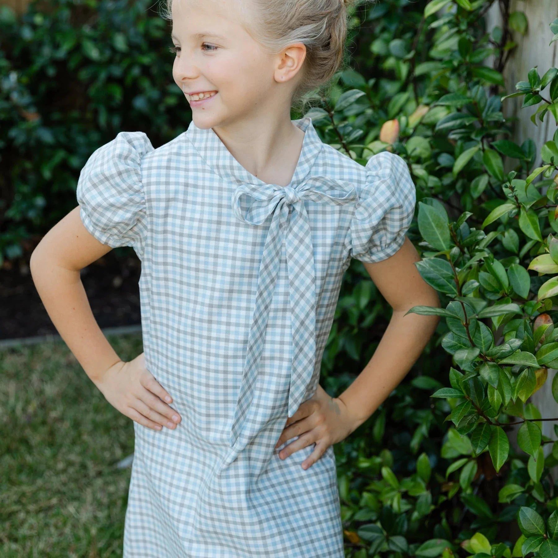 Bailey Boys Tia Tie Dress - Pigeon Plaid