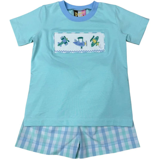 Banana Split Boys Playsets Airplanes / 2 Toddler Banana Split Airplane Smocked Short Set