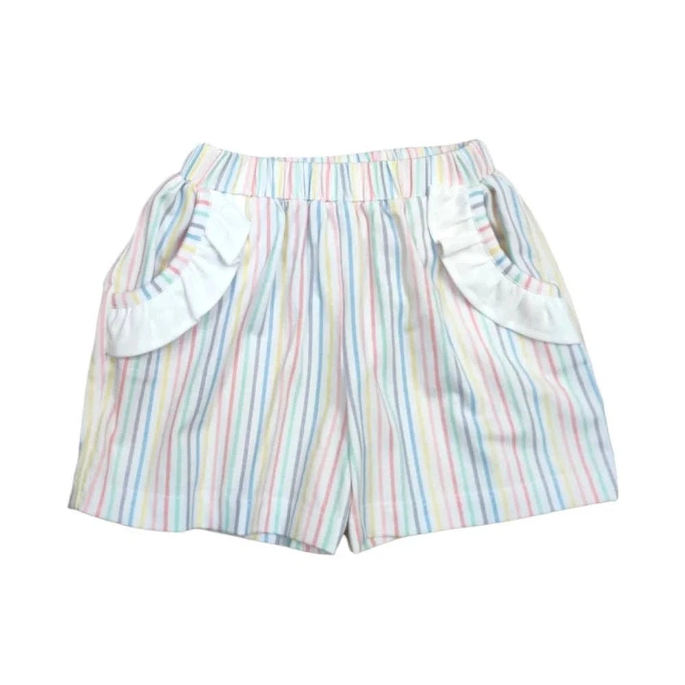 Banana Split Girls Apparel / Playsets / Kids Banana Split Pastel Stripe Scalloped Short Set