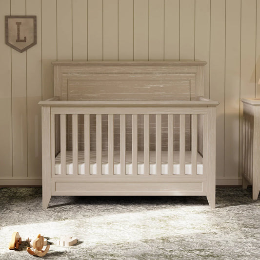 Monogram by Namesake Barrow Rustic 4-in-1  Convertible Flat Top Crib