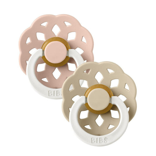 Bibs 2PK Boheme Pacifier 6-18 Months Size 2 Glow In The Dark BlusGLOW/VanillaGLOW