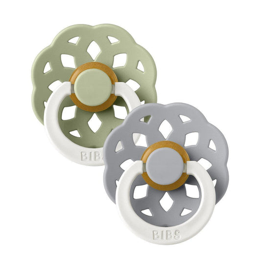 Bibs 2PK Boheme Pacifier 6-18 Months Size 2 Glow In The Dark SageGLOW/CloudGLOW