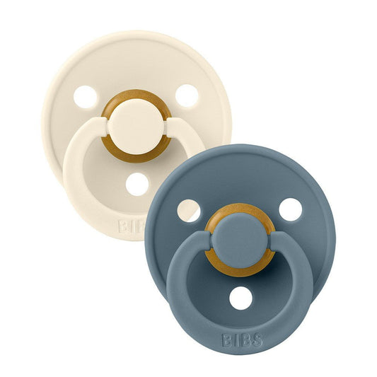 Bibs 2PK Colour Pacifier 0+Months Size 1 Ivory/Petrol