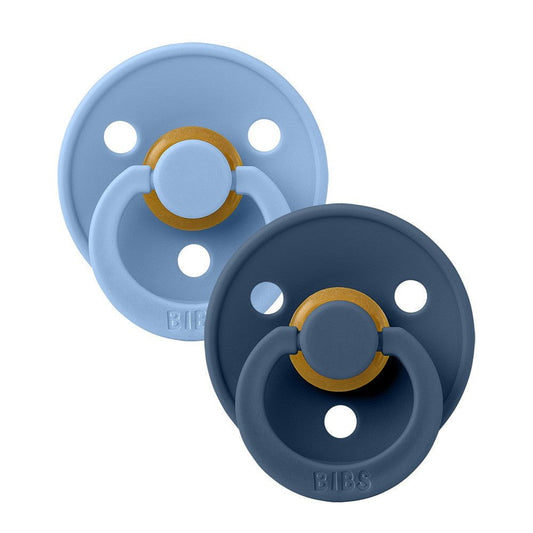 BIBS Pacifiers and Teethers Bibs 2PK Colour Pacifier 0+Months Size 1 - Sky Blue/Steel Blue