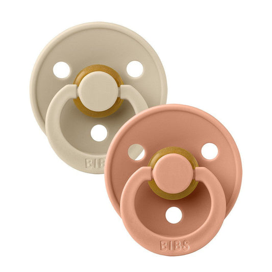 BIBS Pacifiers and Teethers Bibs 2PK Colour Pacifier 0+Months Size 1 Vanilla/Peach