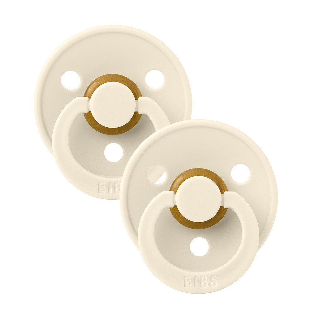Bibs 2PK Colour Pacifier 6-18 Months Size 2 Ivory/Ivory