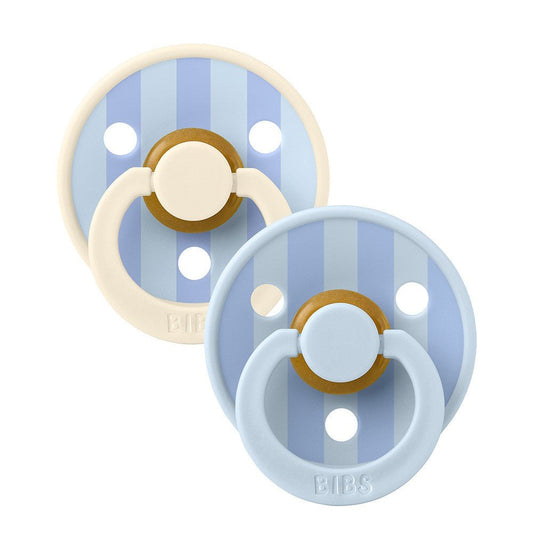 Bibs 2PK Studio Collection Colour Pacifier 6-18 Months Size 2 - Block Baby Blue/ Dusty Blue Mix