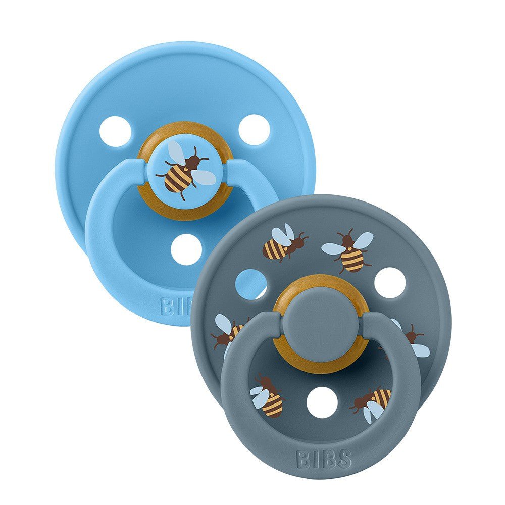 Bibs 2PK Studio Collection Colour Pacifier 6-18 Months Size 2 - Bumblebee Breeze/Petrol
