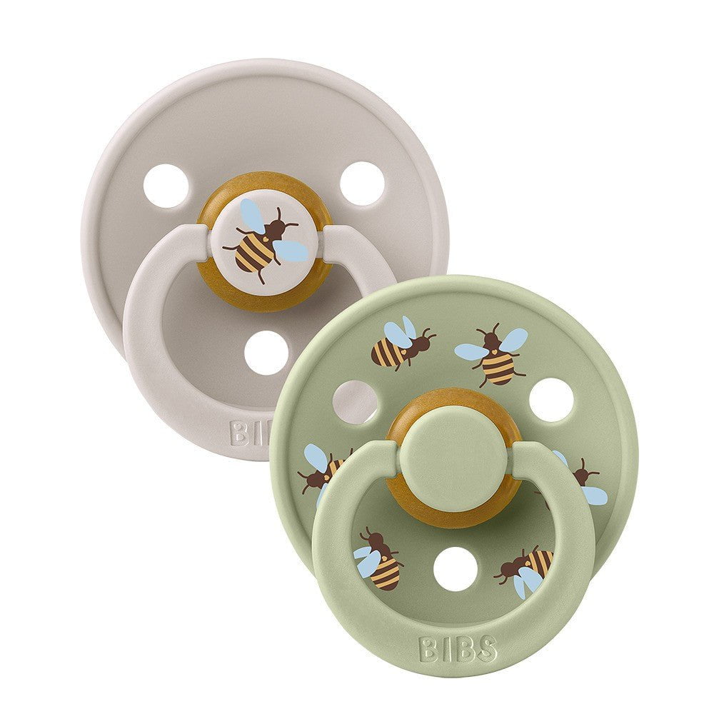 Bibs 2PK Studio Collection Colour Pacifier 6-18 Months Size 2 - Bumblebee Mushroom/Sage