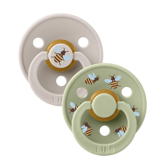 Bibs 2PK Studio Collection Colour Pacifier 6-18 Months Size 2 - Bumblebee Mushroom/Sage