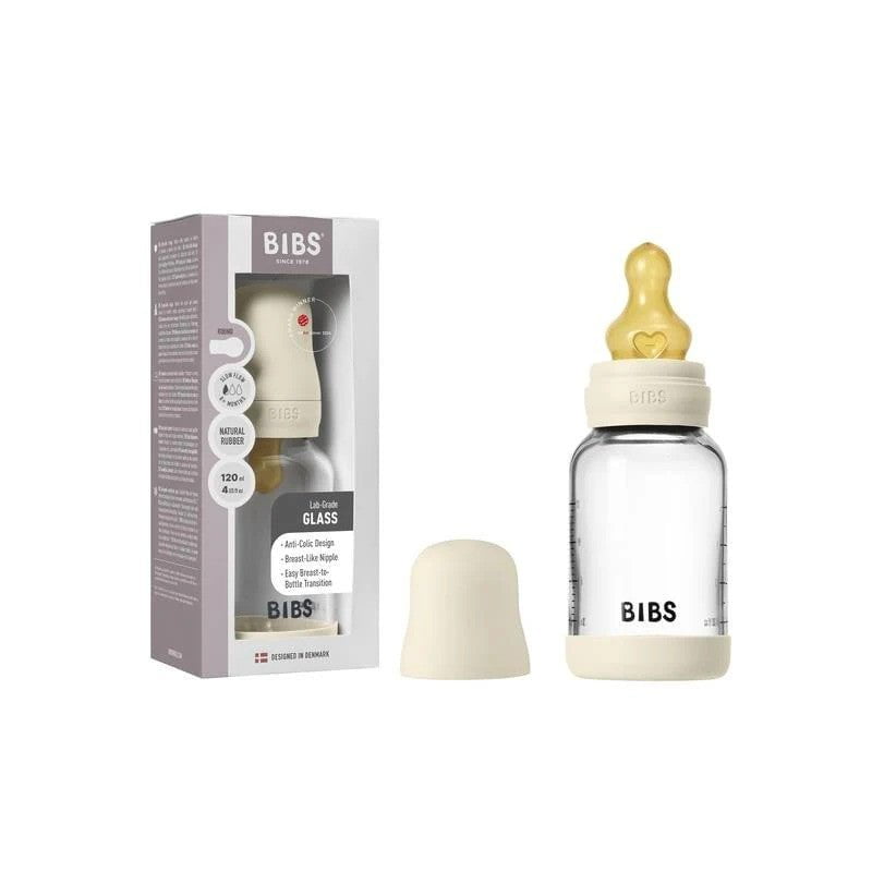 Bibs Baby Glass Bottle 4OZ Latex Ivory-Slow Flow