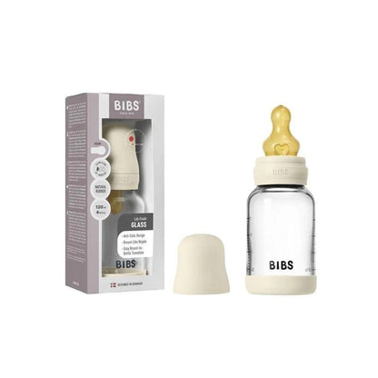 Bibs Baby Glass Bottle 4OZ Latex Ivory-Slow Flow