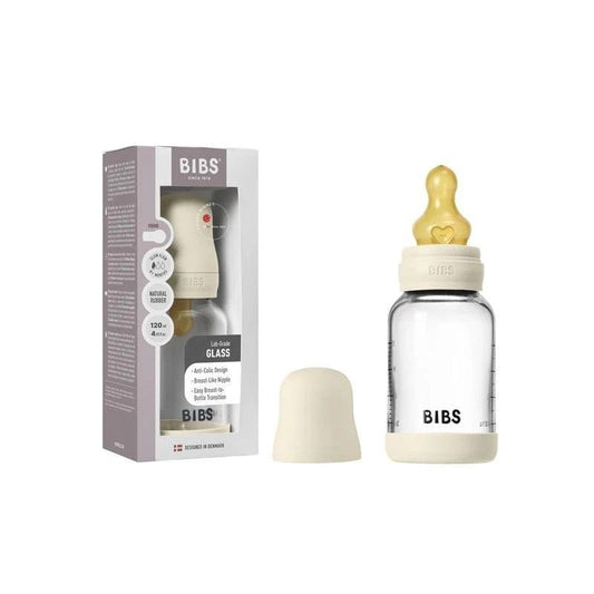 Bibs Baby Glass Bottle 4OZ Latex Ivory-Slow Flow