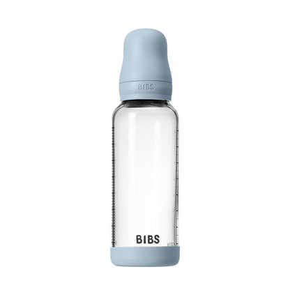 Bibs Baby Glass Bottle 8OZ Silicone Baby Blue-Medium Flow