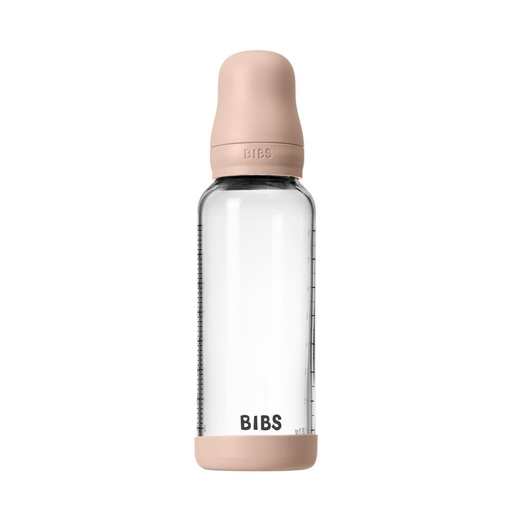 Bibs Baby Glass Bottle 8OZ Silicone Blush-Medium Flow