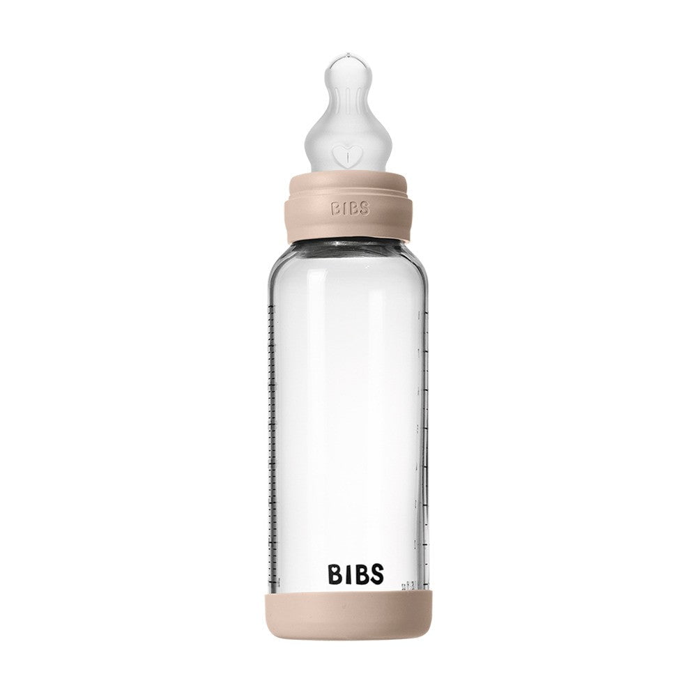 Bibs Baby Glass Bottle 8OZ Silicone Blush-Medium Flow
