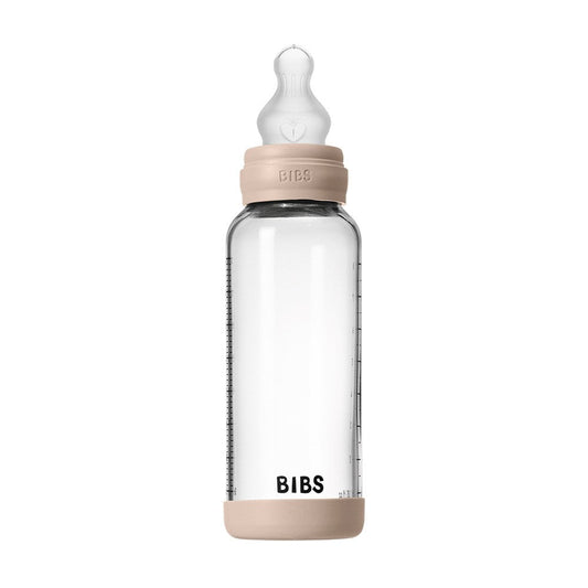 Bibs Baby Glass Bottle 8OZ Silicone Blush-Medium Flow