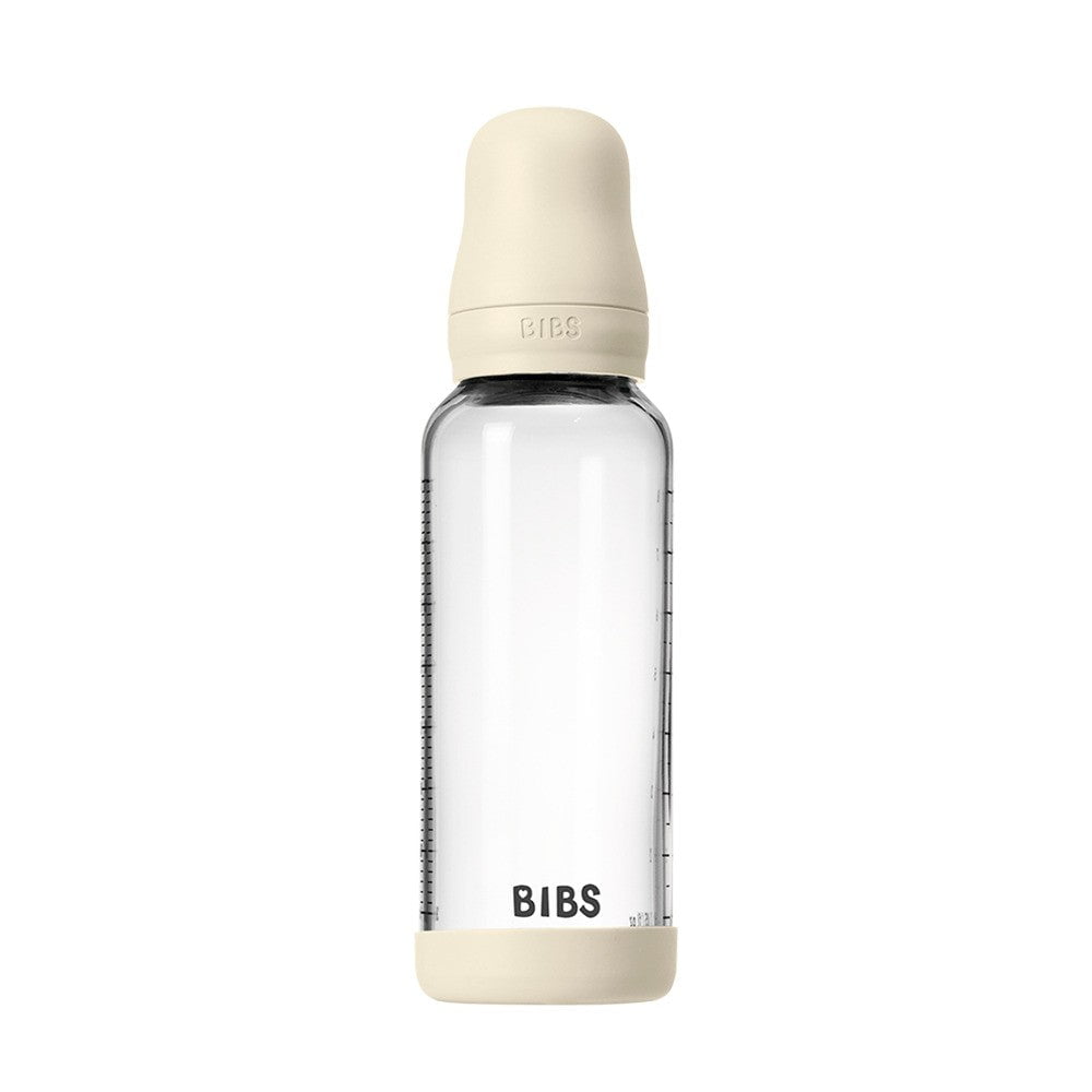 Bibs Baby Glass Bottle Set 8OZ Latex-Ivory - Medium Flow