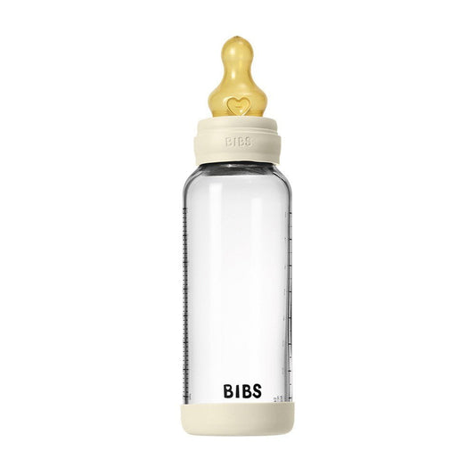 Bibs Baby Glass Bottle Set 8OZ Latex-Ivory - Medium Flow