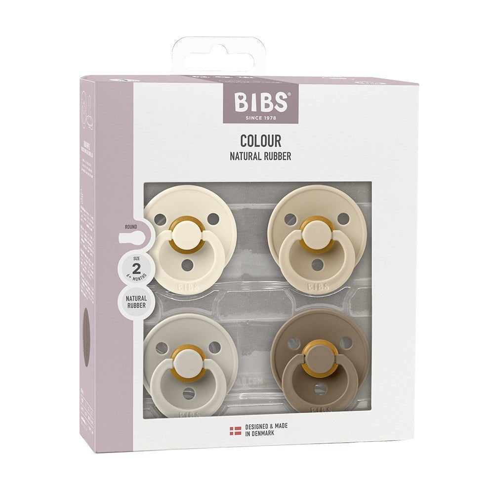 Bibs Colour 4Pack Pacifiers 0+Months Size 1 - Ivory/Sand/Vanilla/DarkOak
