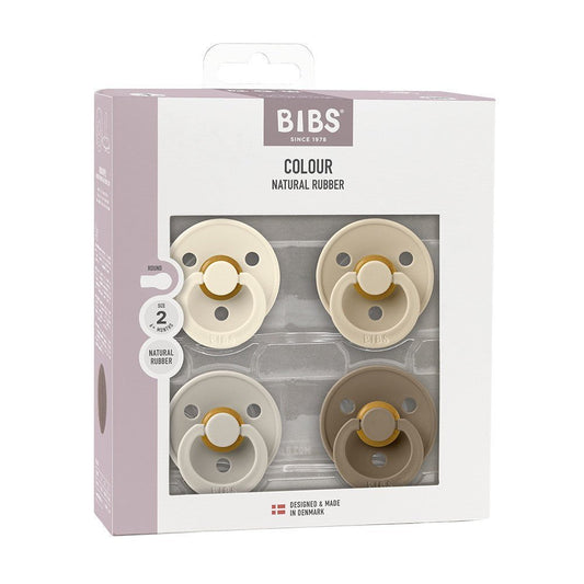 Bibs Colour 4Pack Pacifiers 0+Months Size 1 - Ivory/Sand/Vanilla/DarkOak