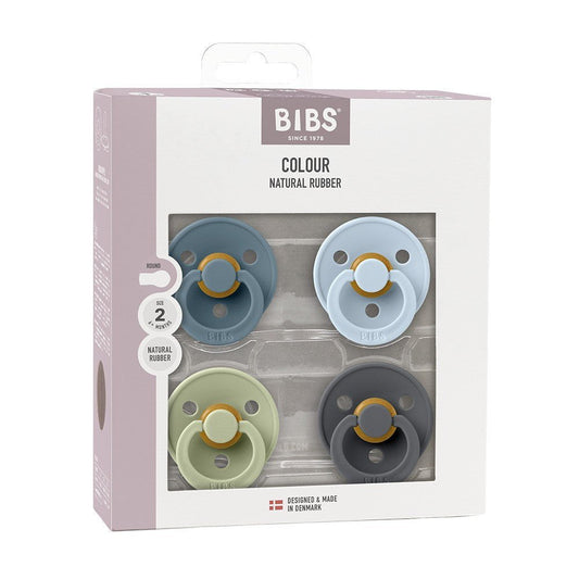 Bibs Colour 4Pack Pacifiers 0+Months Size 1 - Petrol/Sage/BabyBlue/Iron