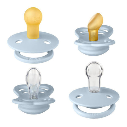Bibs New Baby Try-It Collection Pacifier 4PK Set 0+Months Size 1 - Baby Blue