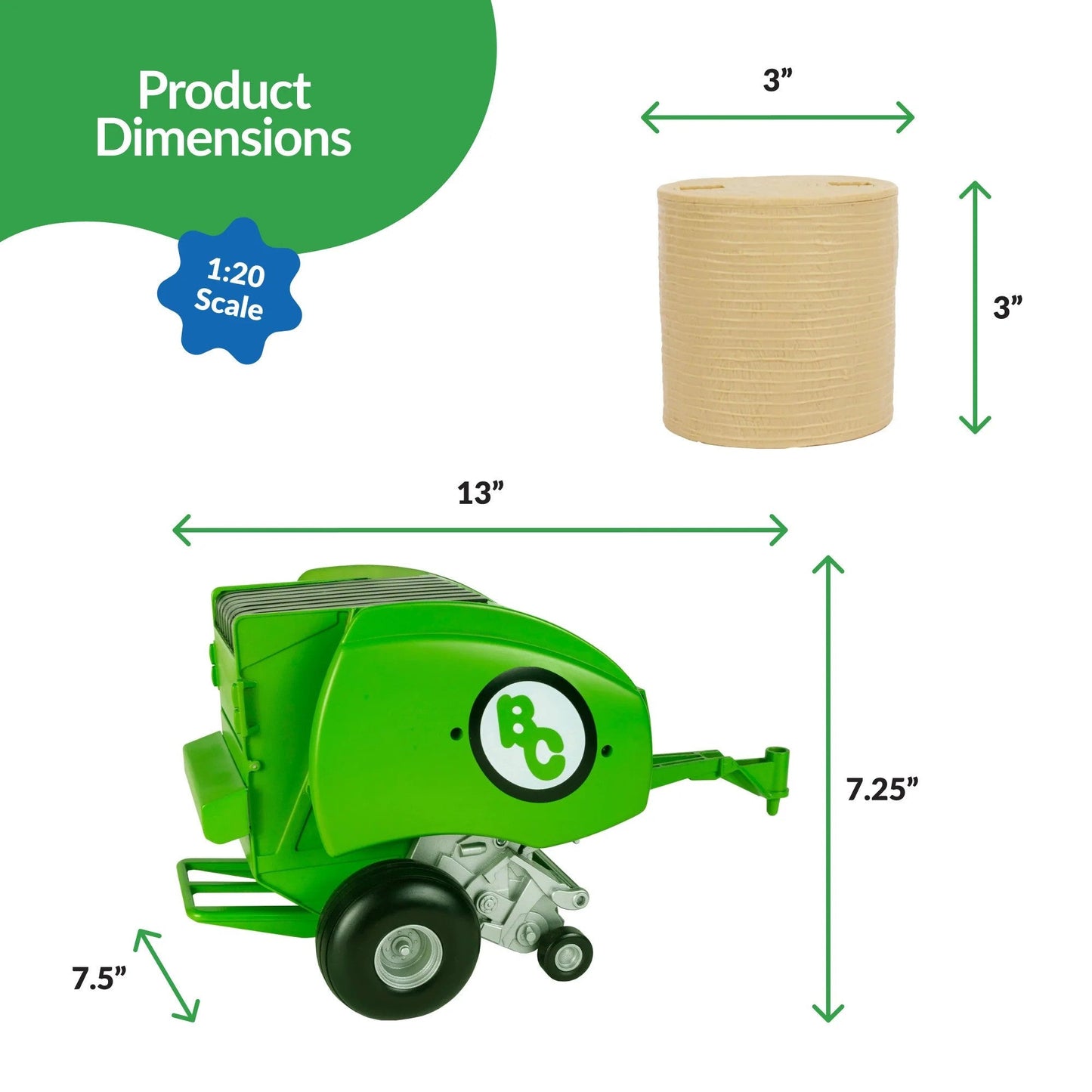 Big Country Toys Play Vehicles Big Country Round Baler - Green