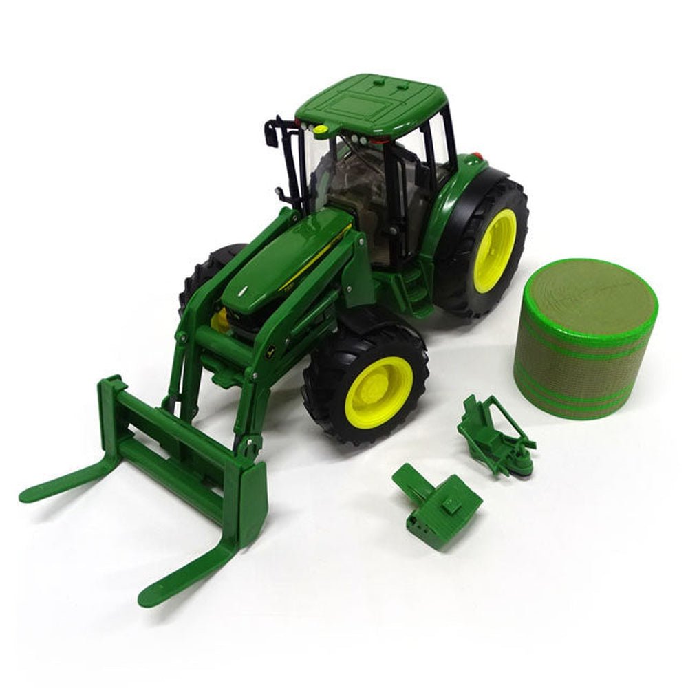 Tomy Play Vehicles Big Farm John Deere 7330 With Bale Loader And Hay Bale