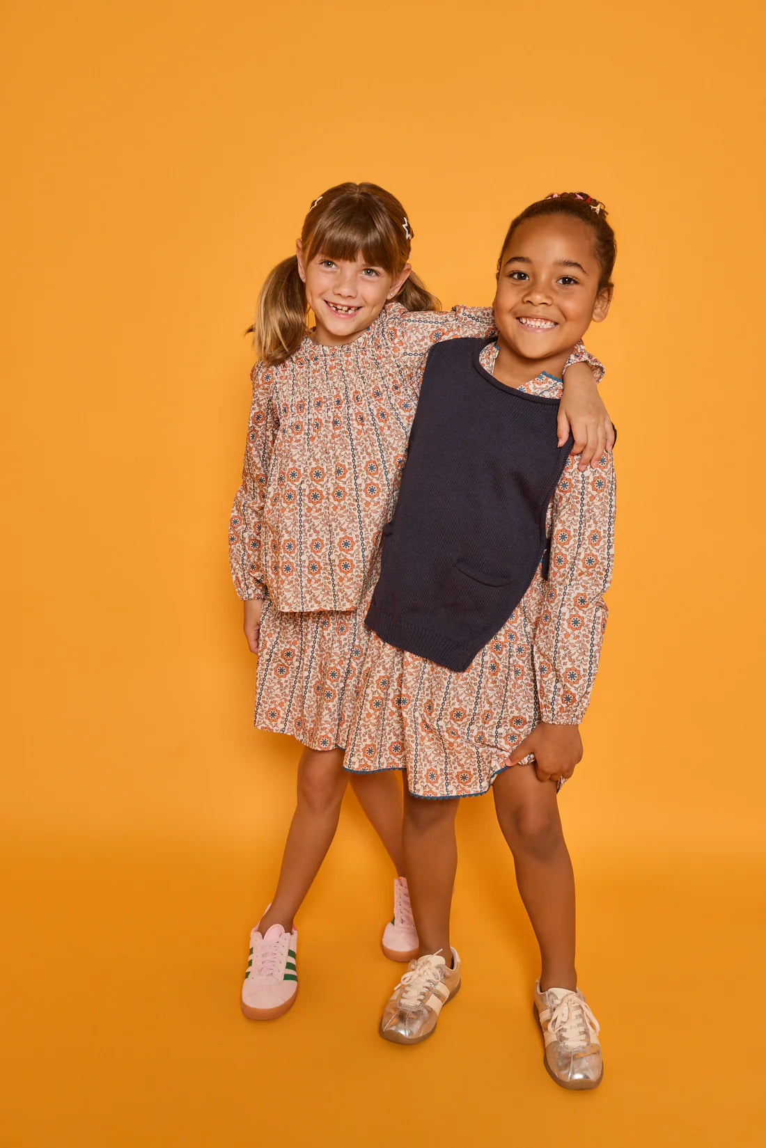 Bisby Girls Shirts Bisby Girl's Anita Top - Verbier Vines Orange