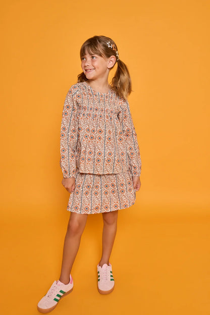 Bisby Girls Shirts Bisby Girl's Anita Top - Verbier Vines Orange