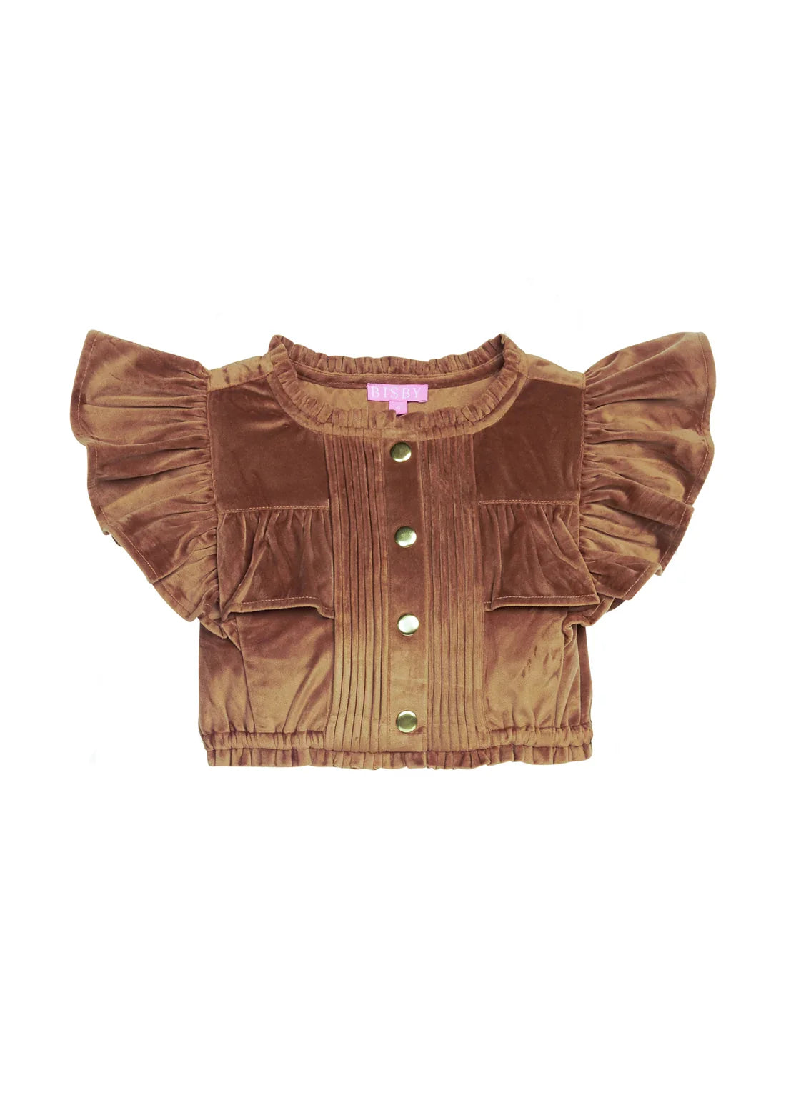 Bisby Girls Apparel / Shirts / Kids Brown Faux Suede / 5 Bisby Girl's Annie Top - Brown Faux Suede