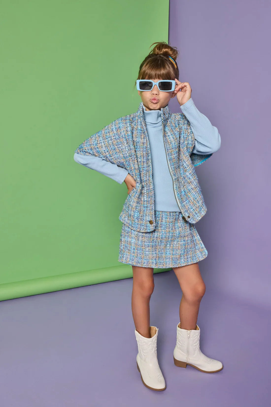Bisby Girls Apparel / Shirts / Kids Bisby Girl's Ribbed Turtleneck - Ice Blue
