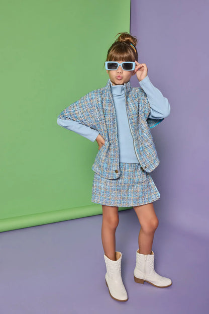 Bisby Girls Apparel / Shirts / Kids Bisby Girl's Ribbed Turtleneck - Ice Blue