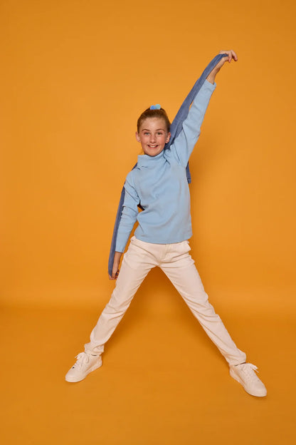 Bisby Girls Apparel / Shirts / Kids Bisby Girl's Ribbed Turtleneck - Ice Blue