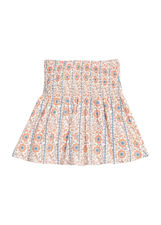 Bisby Girls Skirts Verbier Vines Orange / 5 Bisby Girl's Shirred Circle Skirt - Verbier Vines Orange