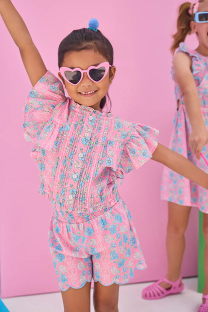 Bisby Girls Shirts Bisby Girls Annie Top - Spring Marguerite Floral