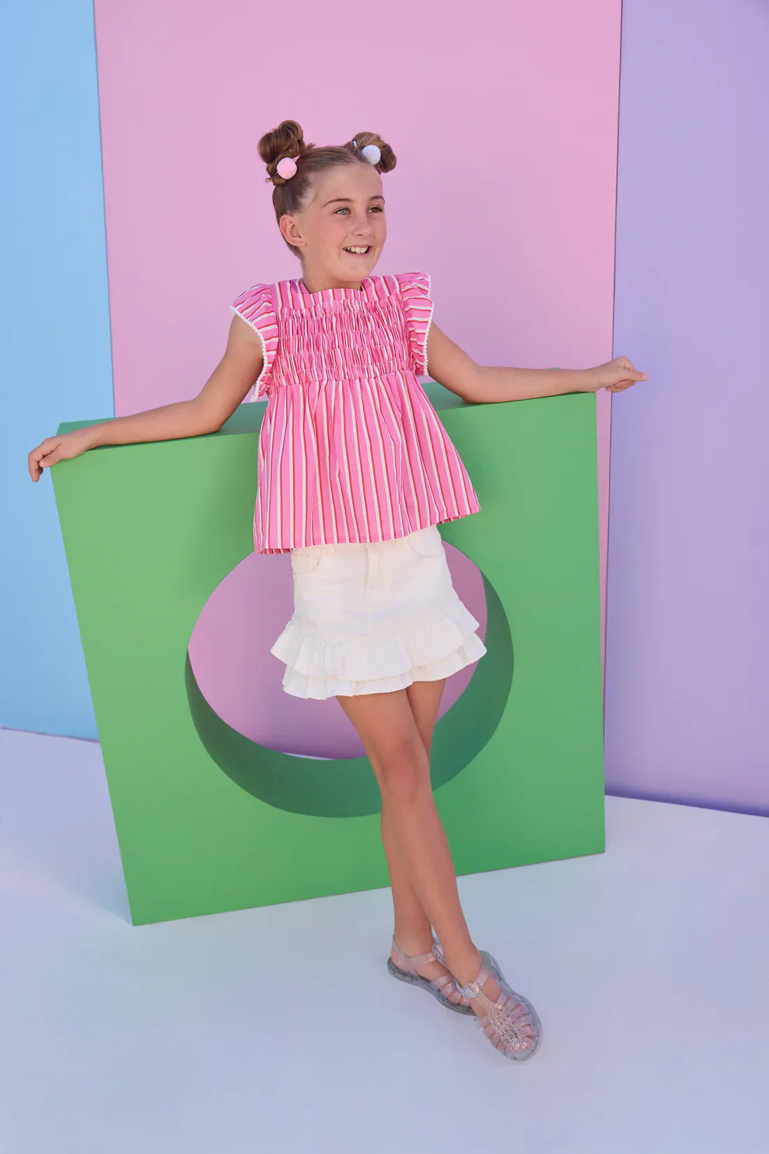 BisbyBisby Girls Chloe Top - Saltwater Taffy StripeBabysupermarket