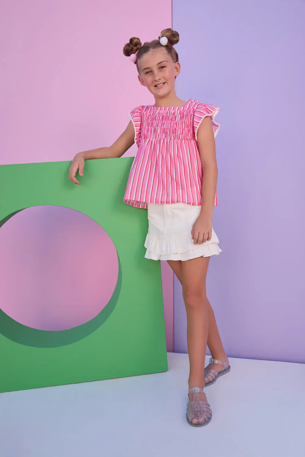 Bisby Bisby Girls Denim Mini Skirt - Ivory